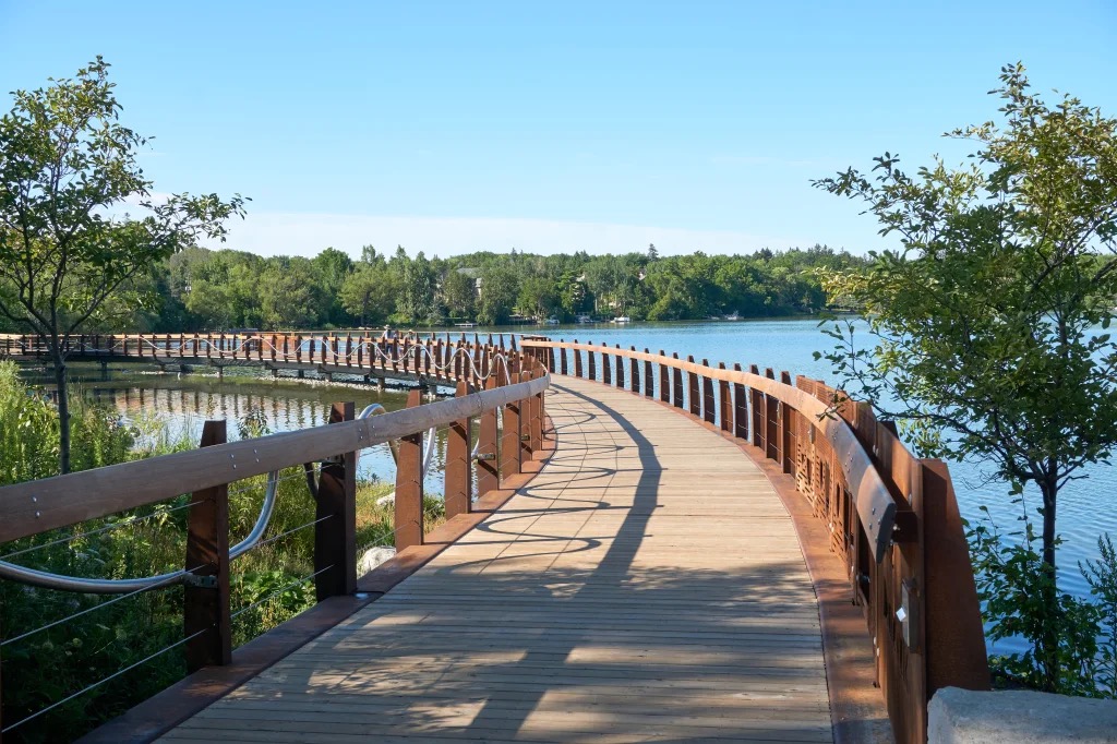 Lake Wilcox shoreline walking deck in Oak Ridges Richmond Hill Ontario