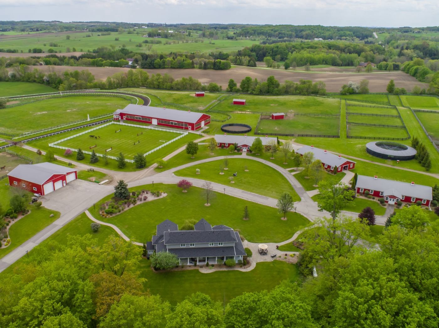 Aerial image representing King Township equestrian estate seller positioning