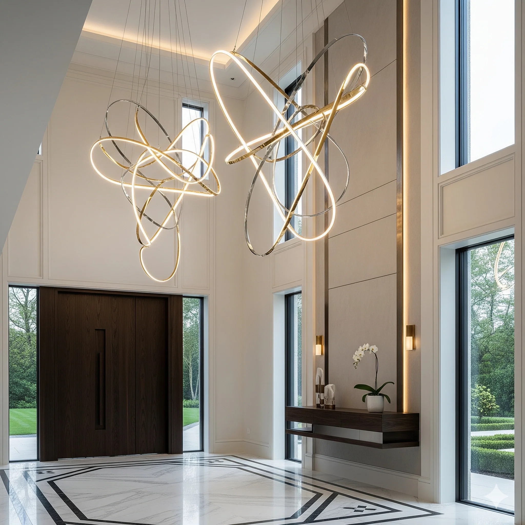 Modern luxury entrance prepared for a real estate showing