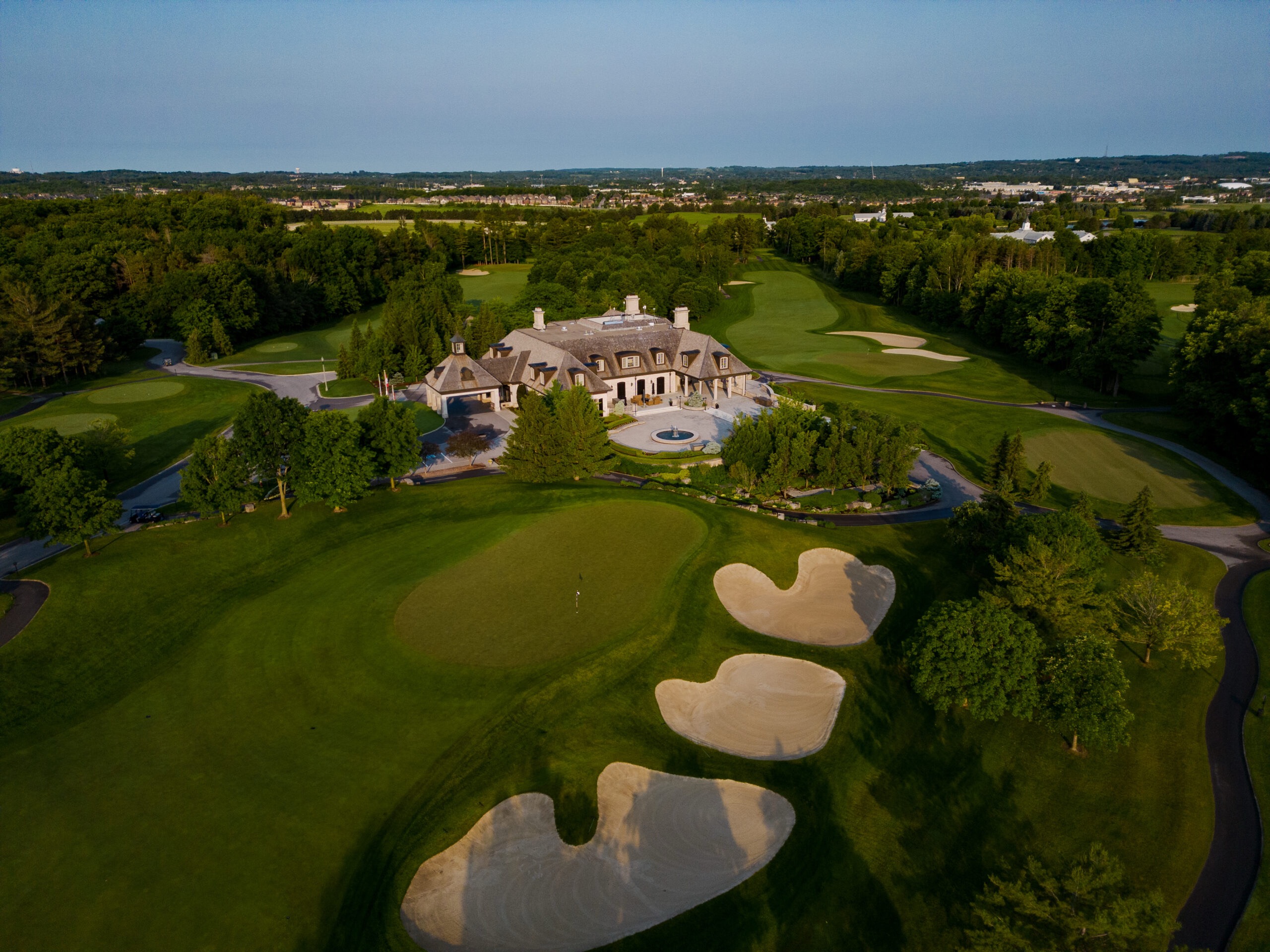 Aerial view of Magna Golf Course near Aurora Estates luxury real estate in Aurora Ontario