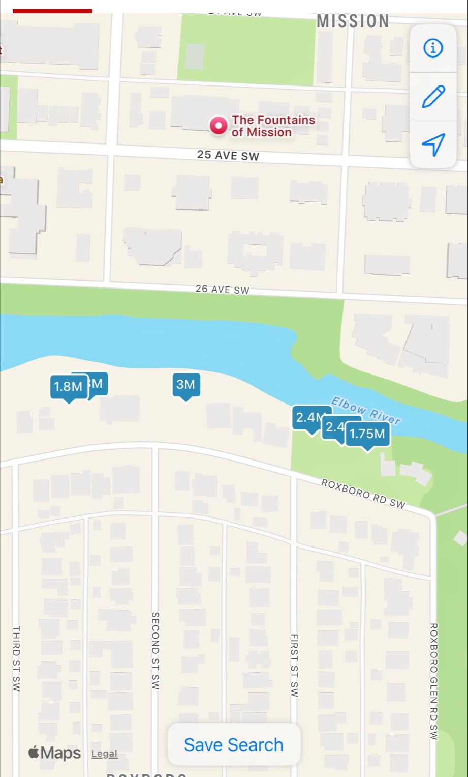 Roxboro riverfront lots map Calgary