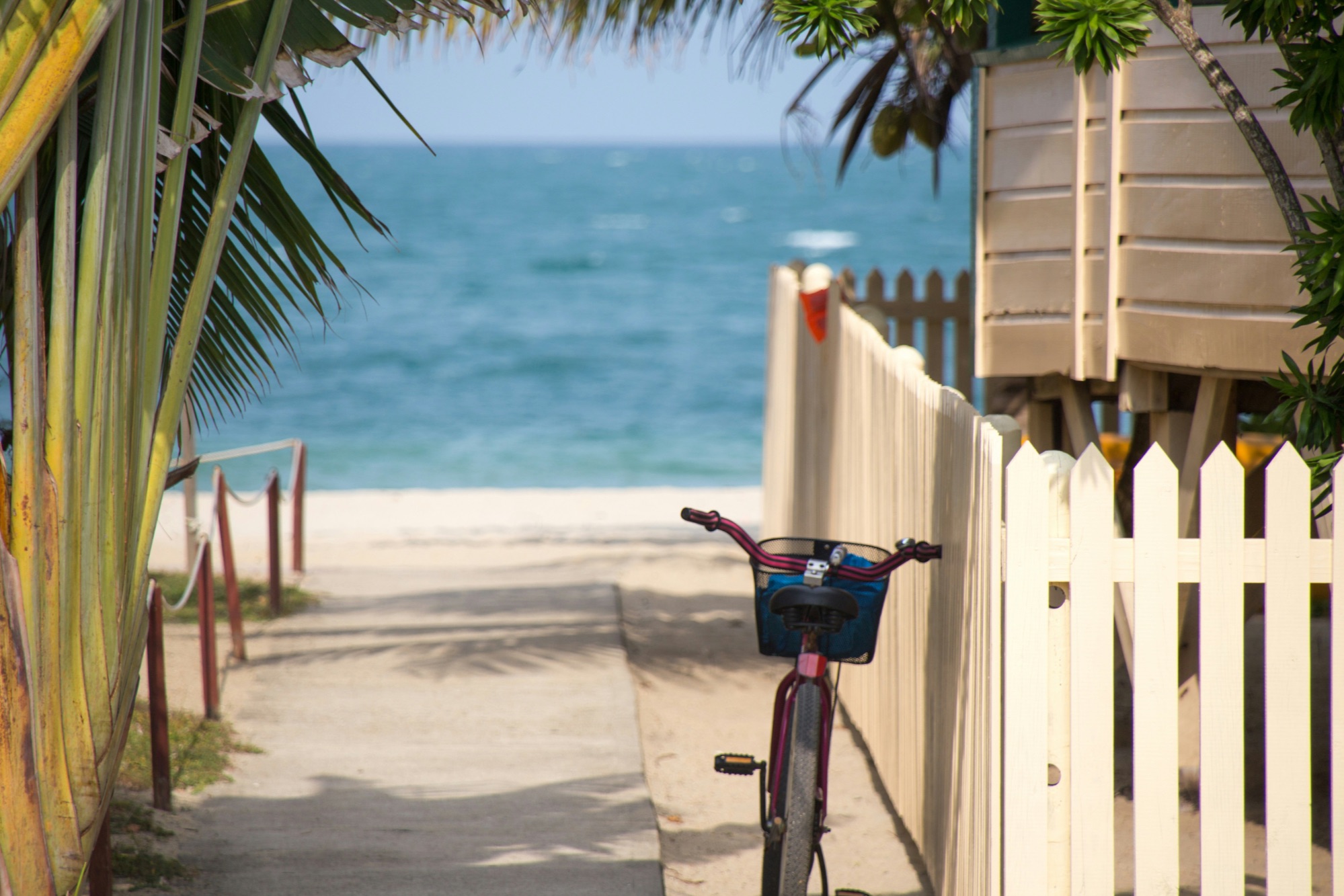 walkway to the beach with bike