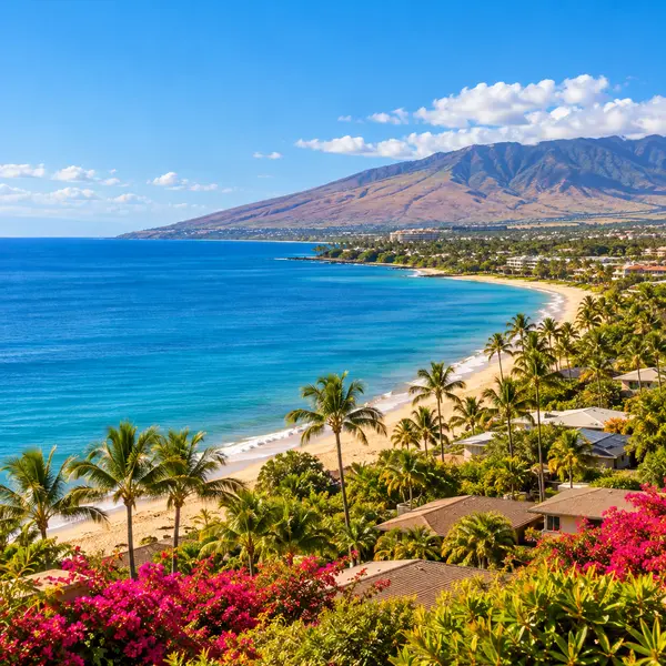 Tropical Coastline with Mountain Views