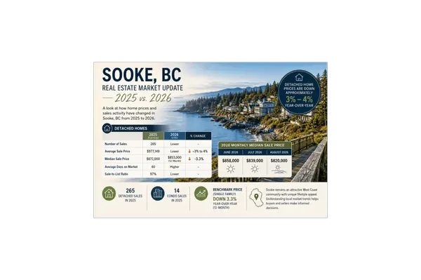 feature image of Sooke BC Real Estate Market 2026 | 2025 vs 2026 Home Prices