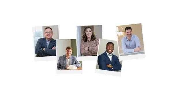 Polaroid-style headshots of The AW Group agents at eXp Realty in Spartanburg, SC: [Anthony Weston], [Walden Lacey], [Micki Rogers], [Stuart Rogers] and [Matthew Roland]