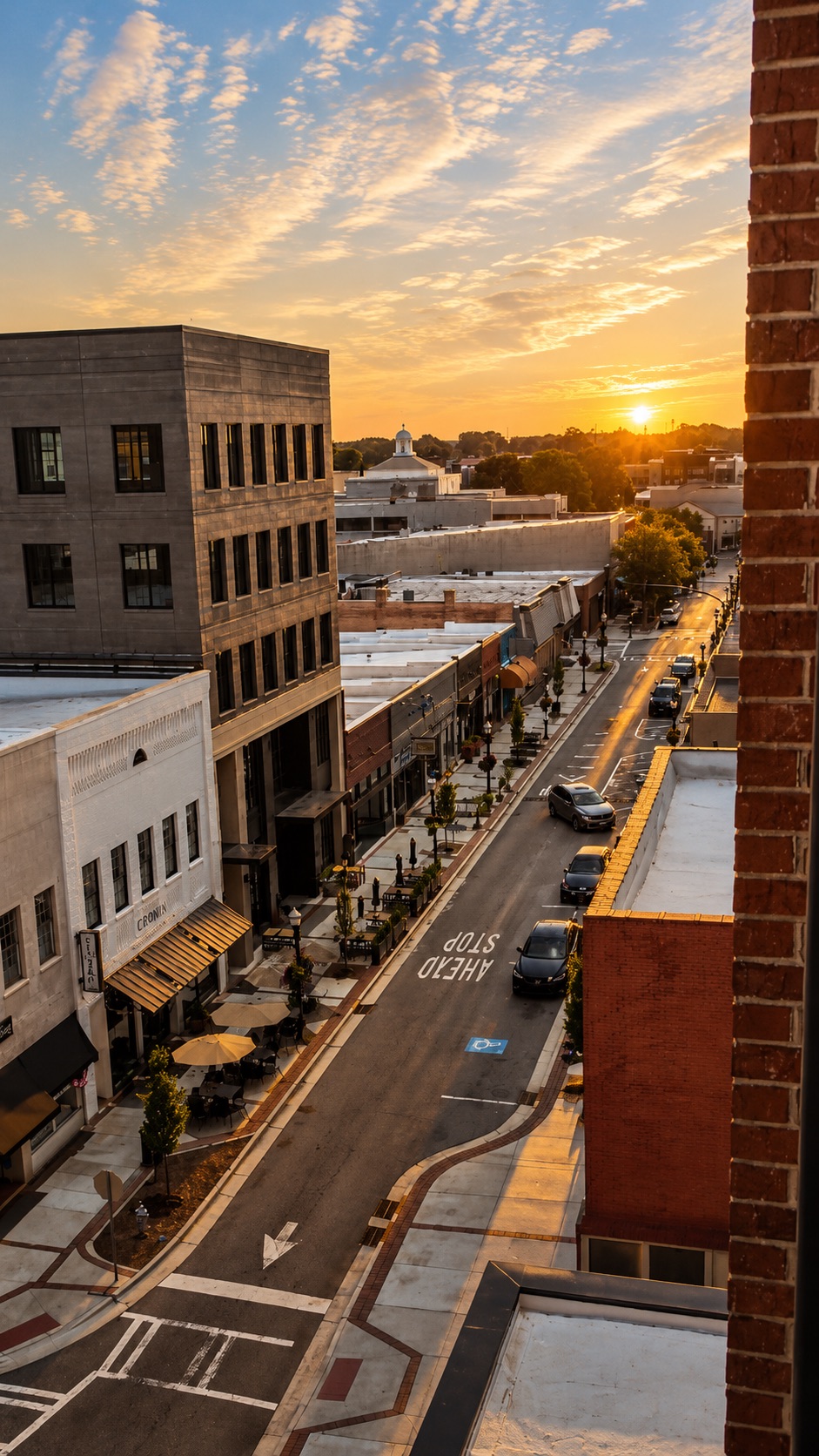 Historic Downtown Gainesville, Georgia, featuring the downtown streetscape and local buildings
