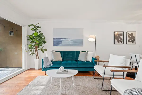 Bright staged living room in a Long Beach condo