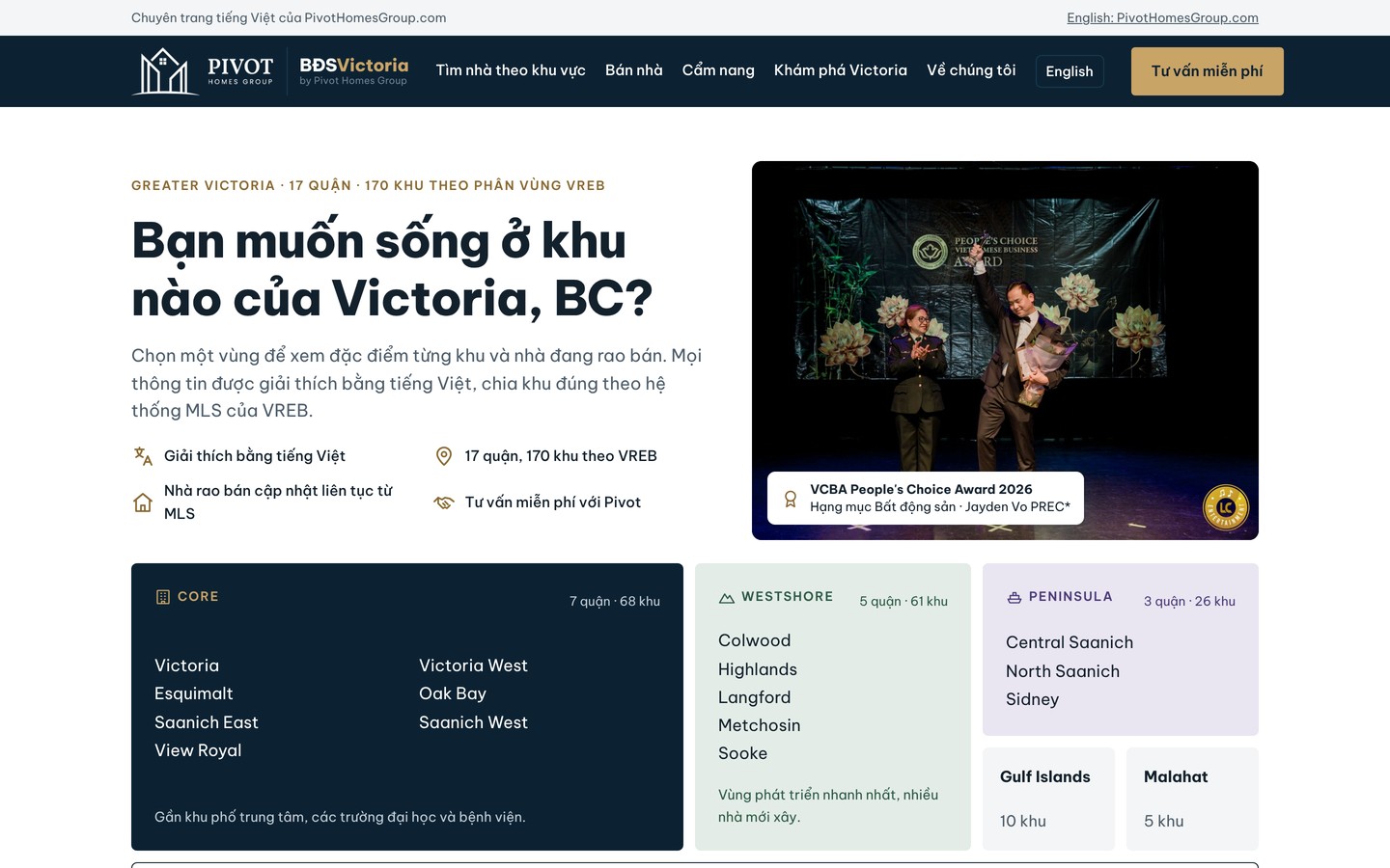 Interface of BatDongSanVictoria.com in Vietnamese