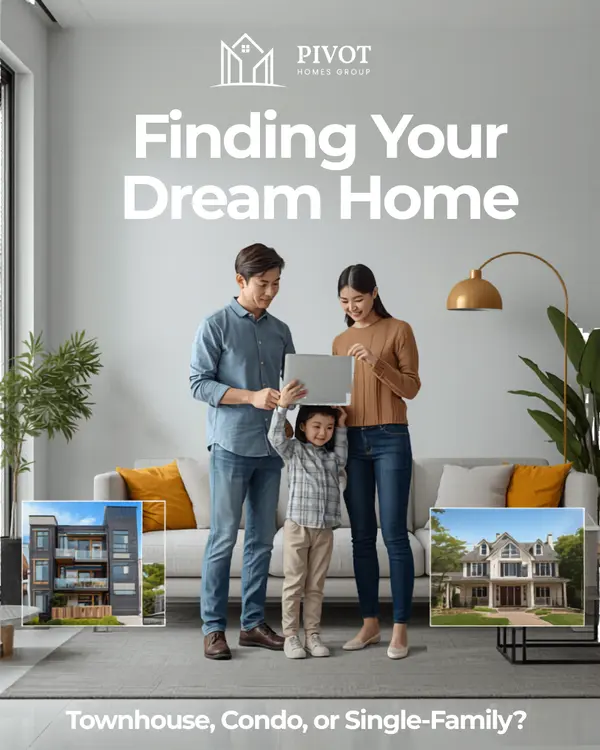 Family Exploring Housing Options at Golden Hour