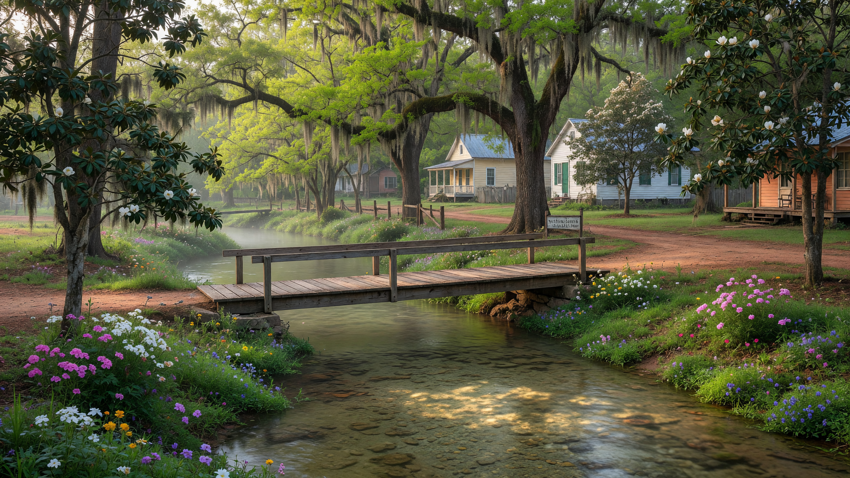 Spring-fed creek flowing through Magnolia Springs Alabama