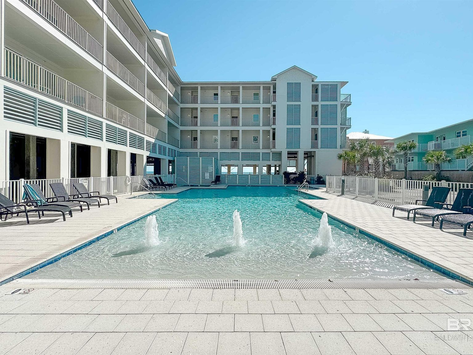 Pool view at Sea Glass condos in Orange Beach, Alabama