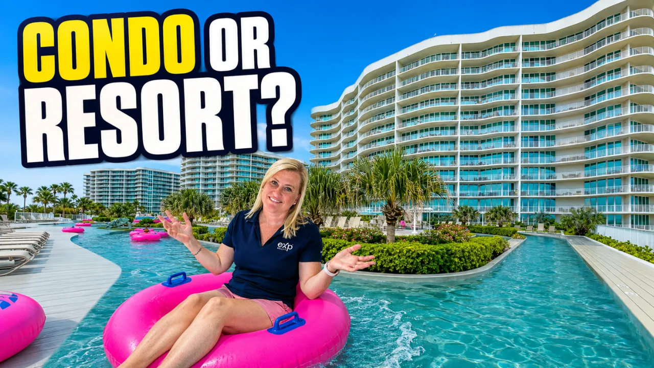 YouTube thumbnail for Andy Hollis's Caribe Resort condo tour in Orange Beach, Alabama, showing what $715K buys at the resort