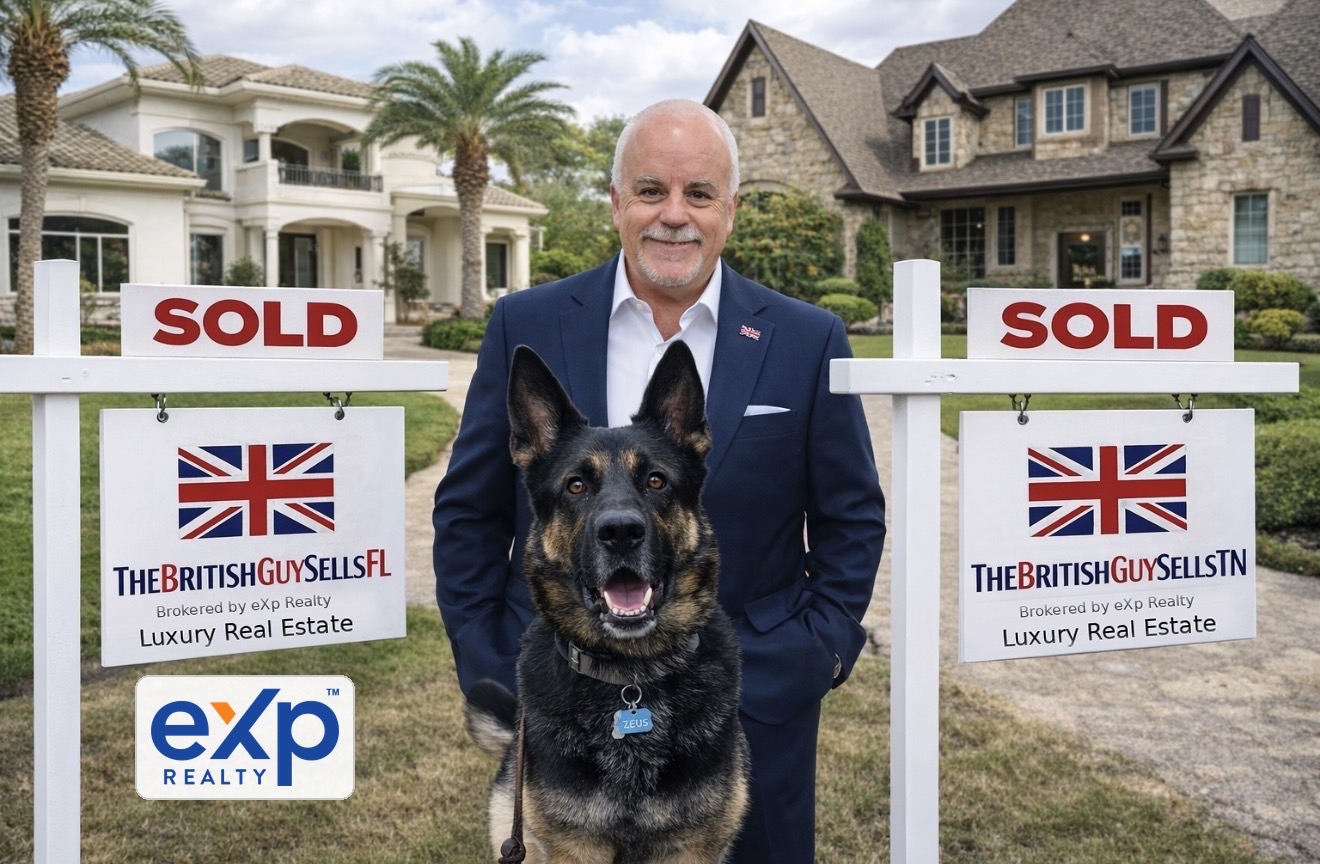 Mark Dransfield of TheBritishGuySellsTN outside a Middle Tennessee home