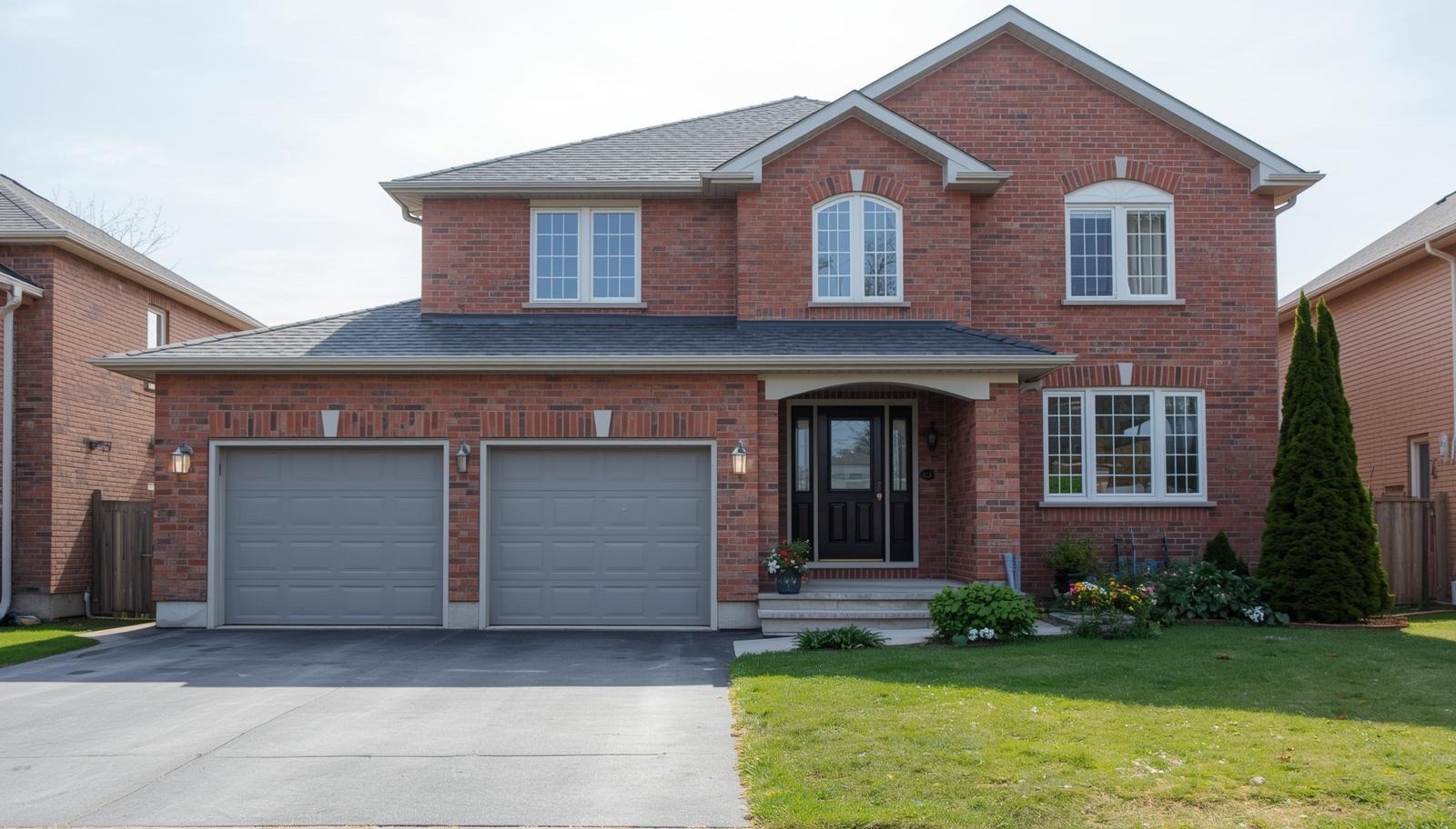 Red brick family home with gray roof - should you sell your home in Mississauga or Oakville?