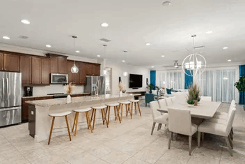Open concept interior kitchen and dining