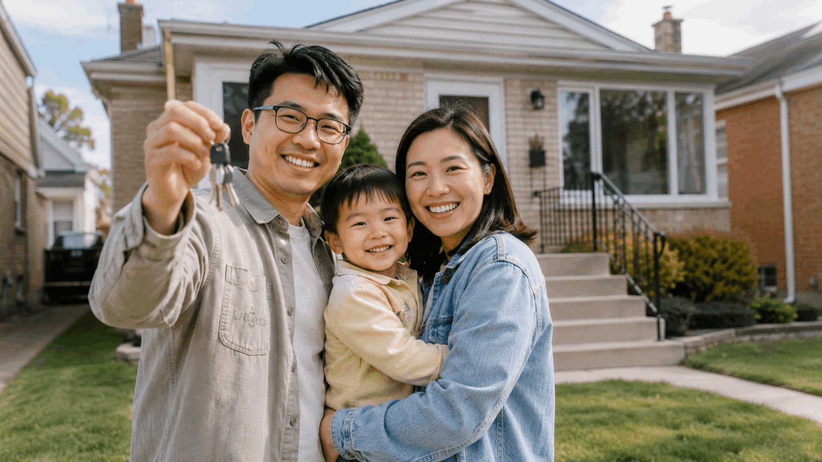 happy homeowners Evergreen Park, IL suburb