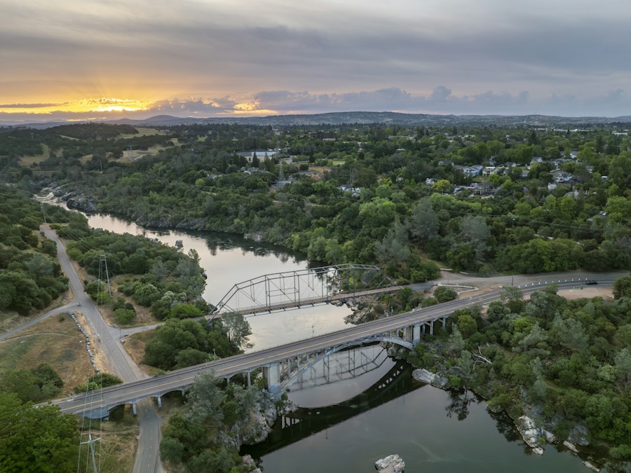 Bridges crossing the American River at Folsom, California