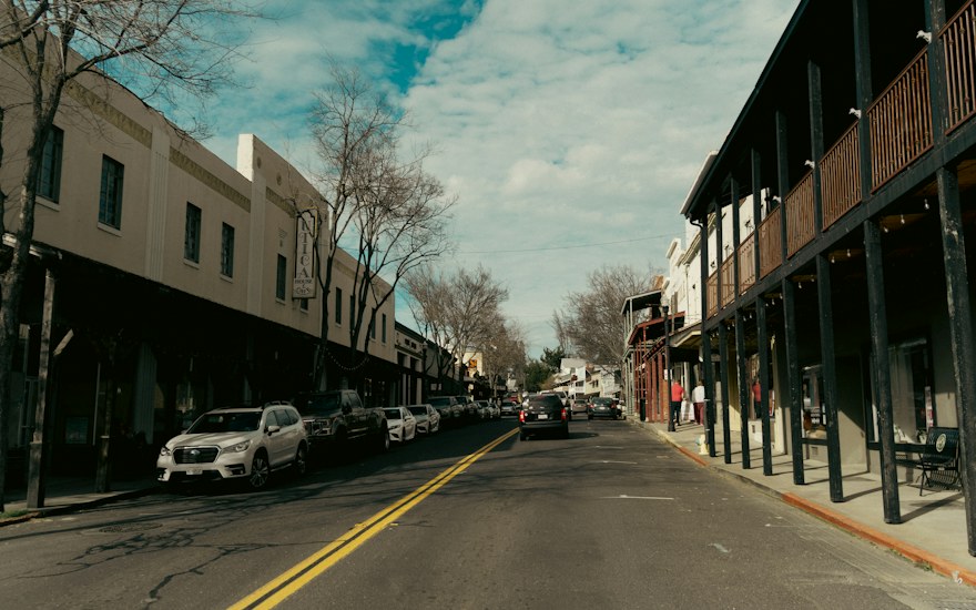 Historic downtown street in Marysville, California