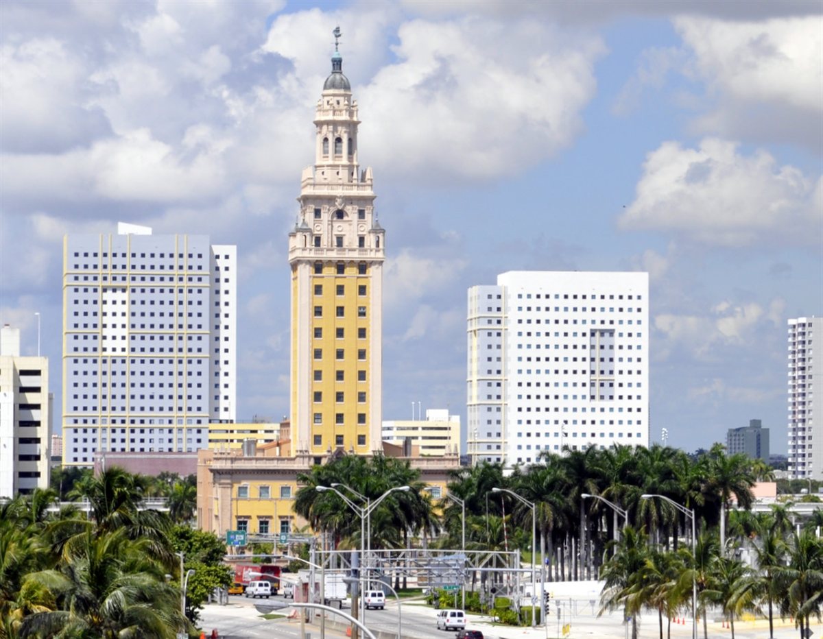 Freedom Tower in Downtown Miami near Biscayne Boulevard, a historic Miami landmark tied to Cuban immigration and Downtown Miami real estate history.