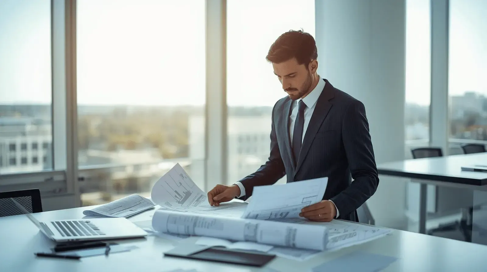 Person studying real estate market
