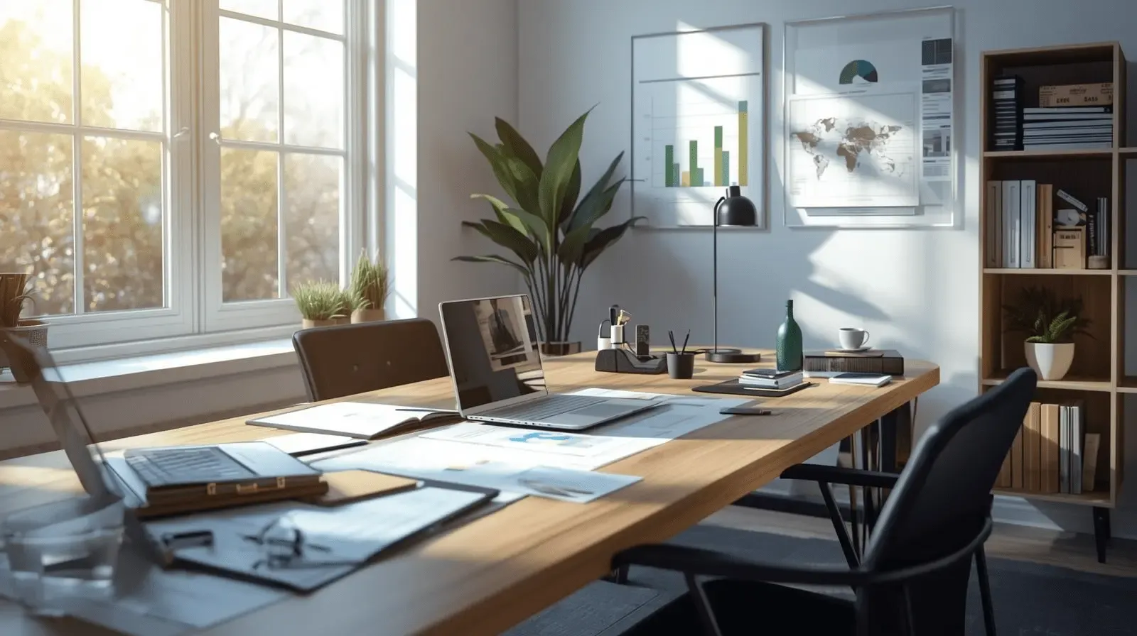 Desk for studying real estate mortgage
