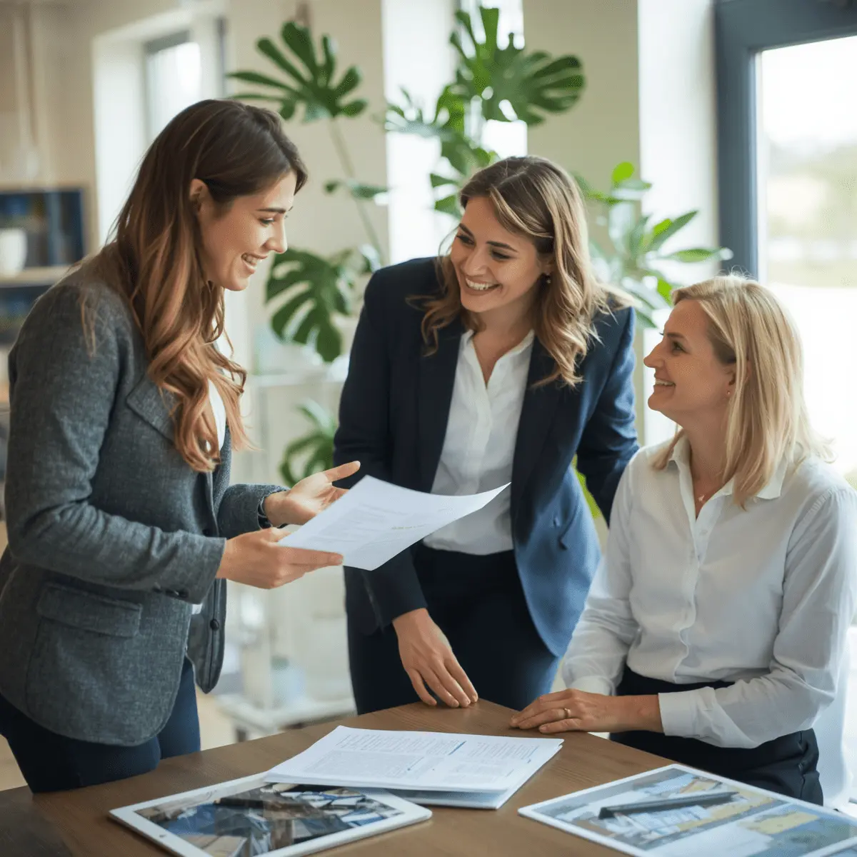 Burnaby realtor helping a homeowner with document