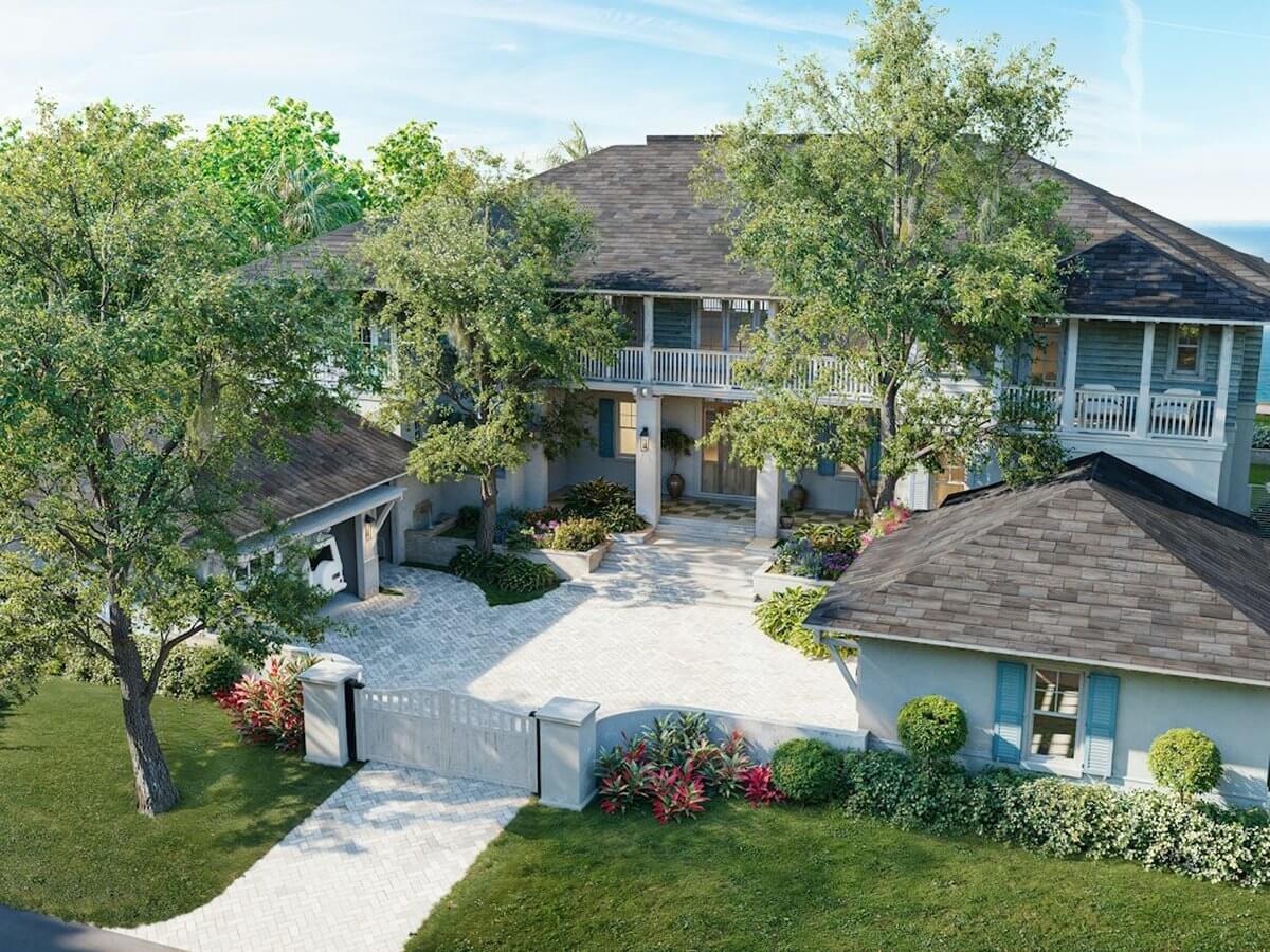Coastal Florida home with manicured grounds