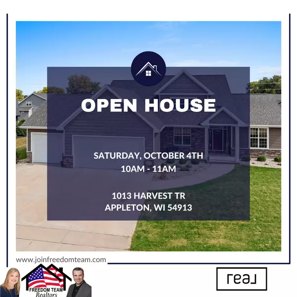 Swing by our Open House this Saturday, 10am-11am at 1013 Harvest Tr, Appleton, WI!