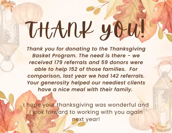 Thanksgiving basket program - Thank you for joining us