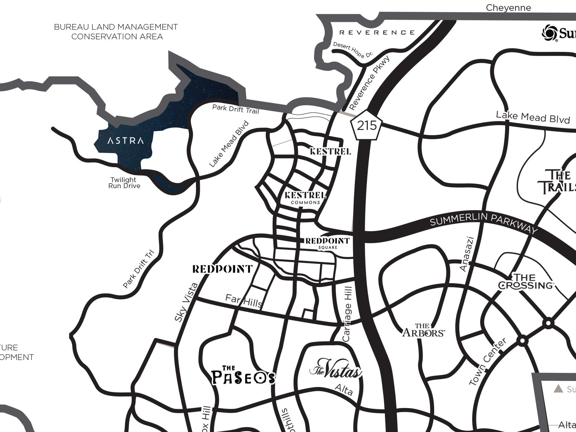 Map of Astra at La Madre Peaks Location
