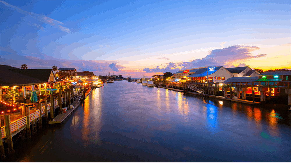Shem Creek in Mt Pleasant SC at night