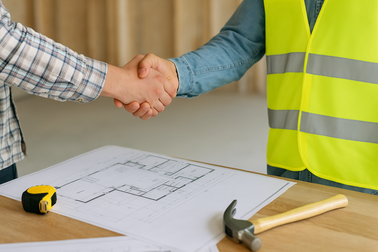 Homebuyer and builder shaking hands – verifying credentials and choosing the right homebuilder in Charleston
