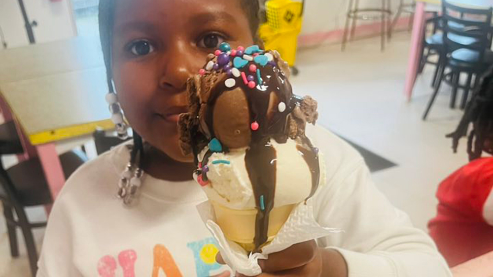 Generous ice cream cone from Jearlina's in Ridgeville SC