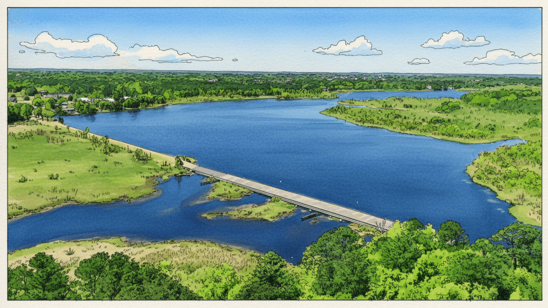 Illustration of Goose Creek Reservoir from above