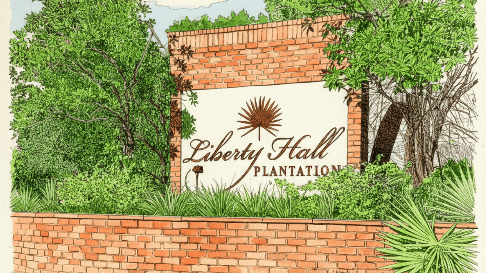 Entrance sign to Liberty Hall Plantation in Goose Creek SC