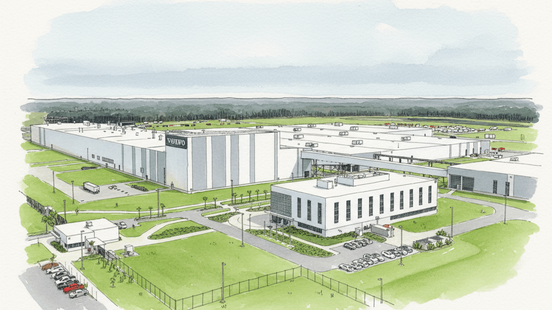 Illustration of Volvo Plant Charleston