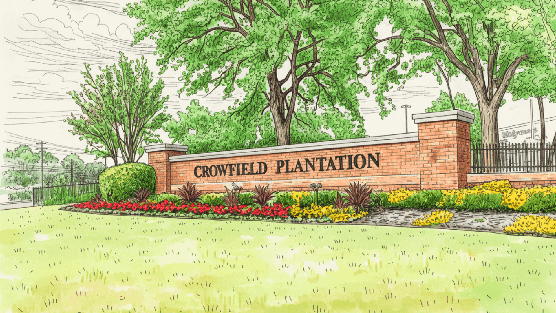Entrance sign to Crowfield Plantation in Goose Creek SC