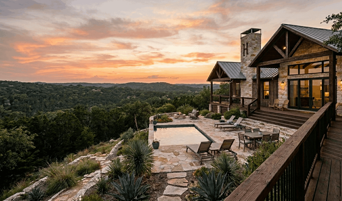 Rolling Hill Country landscape in Dripping Springs Texas
