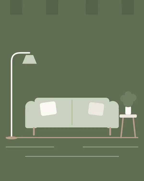 Drawing of a living room for Cofield Property Management