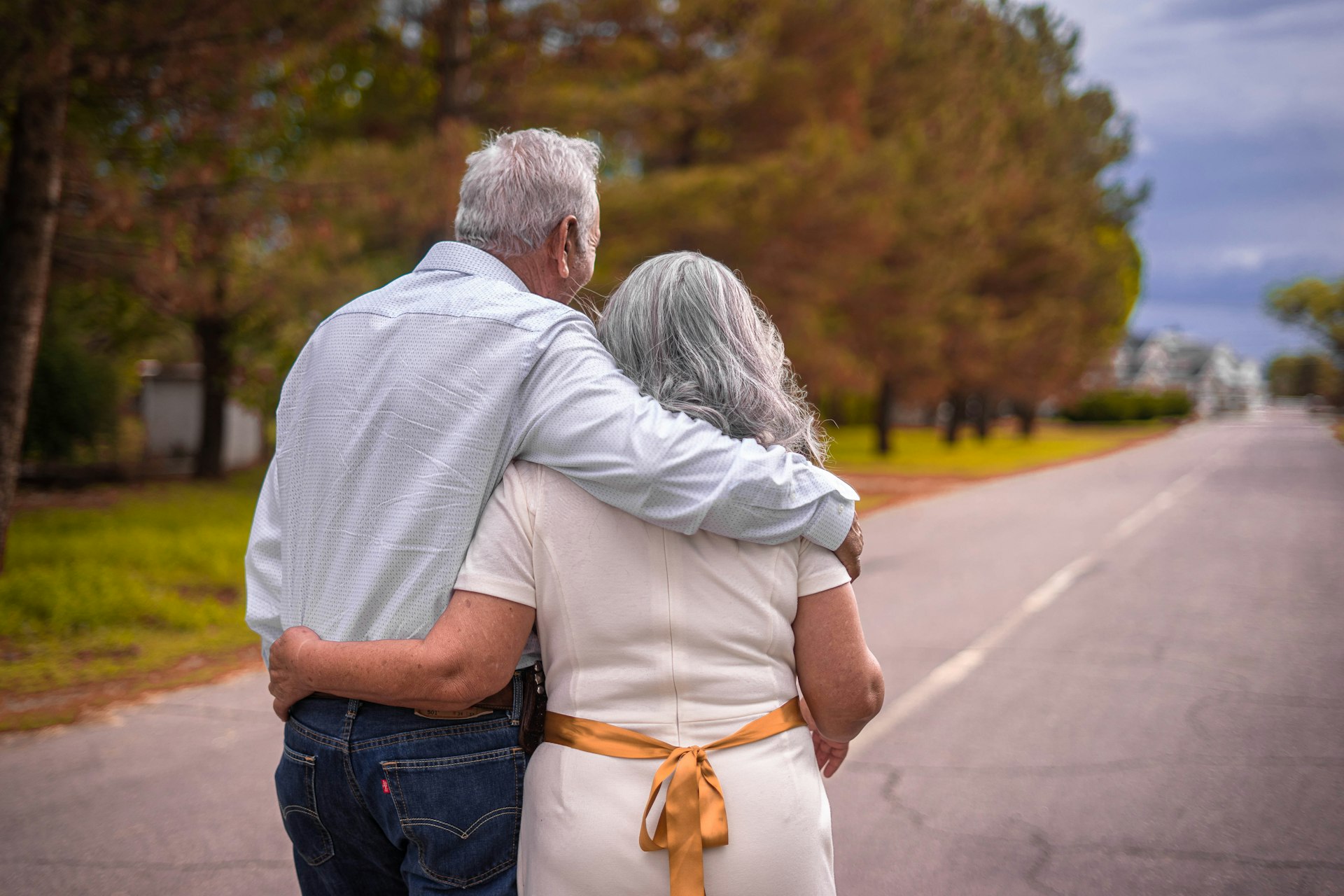 Senior couple walking together