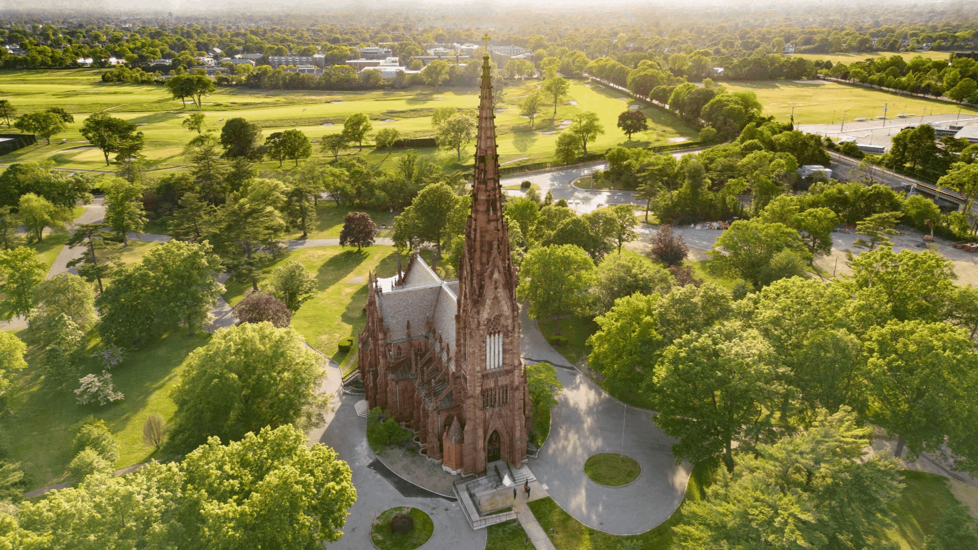 Deer Park NY aerial at dusk