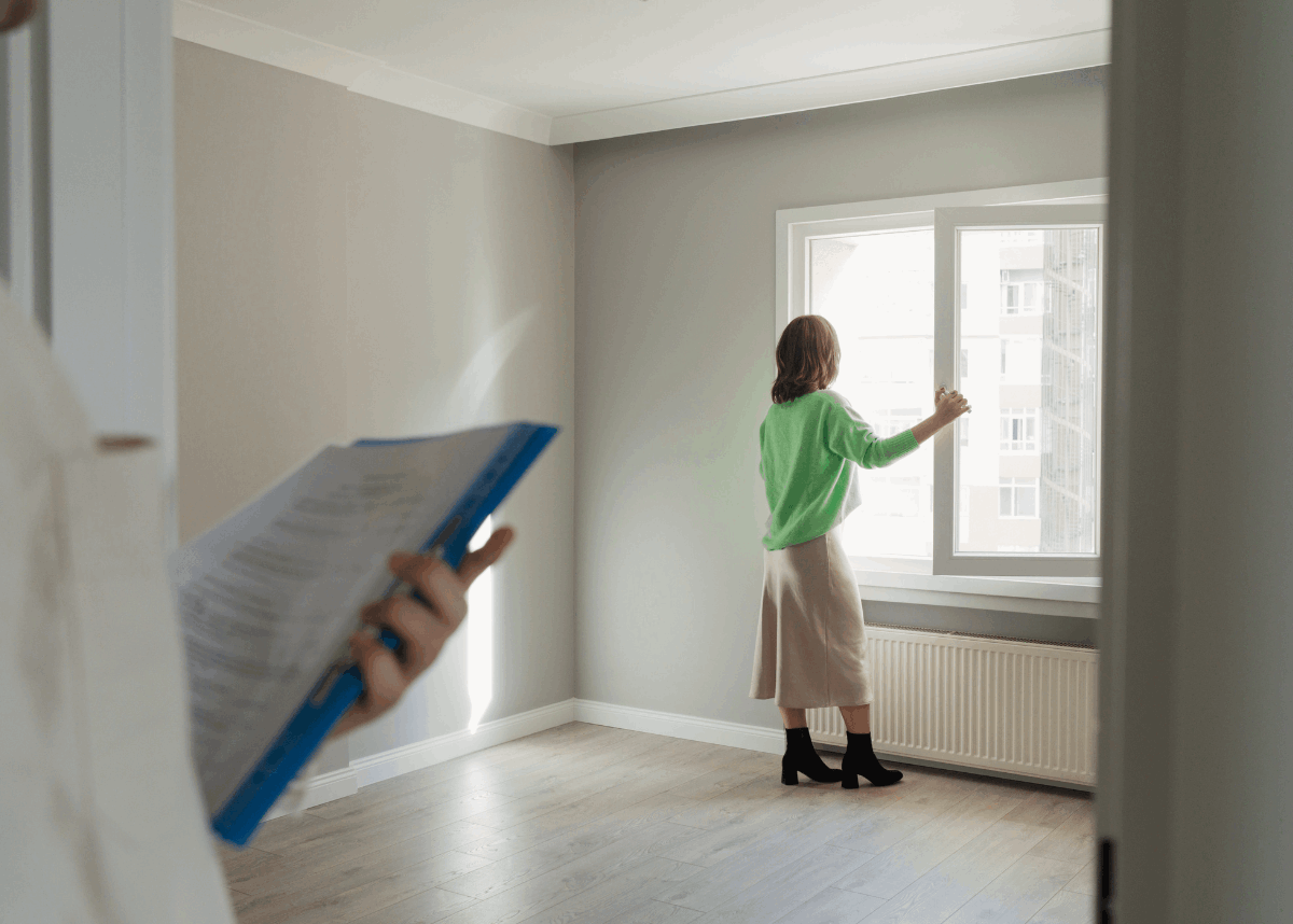 Buyer completing final walk-through before closing