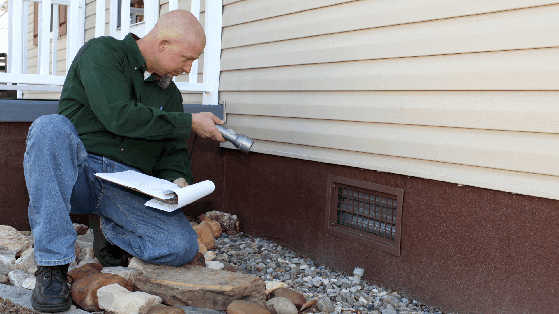 Home inspector checking for water damage and structural issues on a Central Florida property