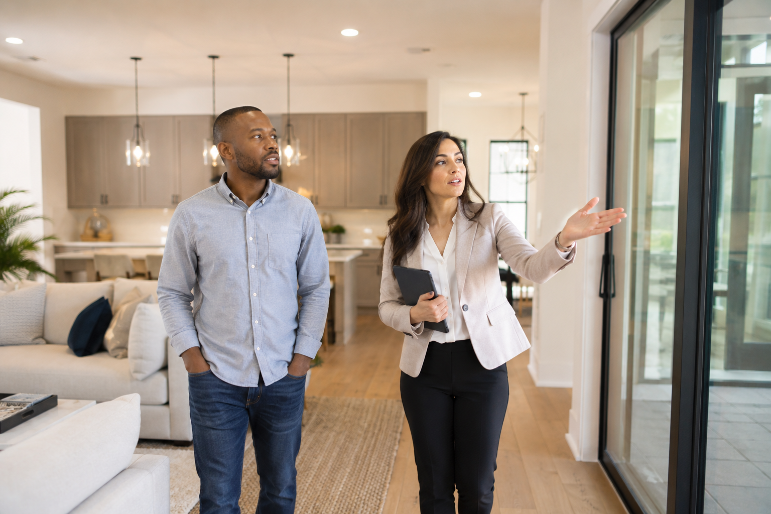 Investor reviewing a property with a local real estate professional