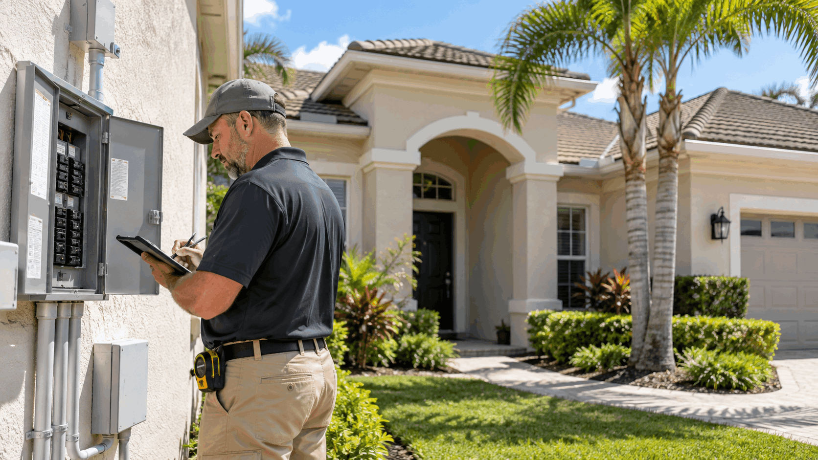 Home inspector checking a property for a first-time buyer in Orlando