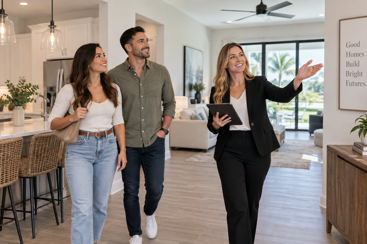 First-time home buyers touring a house in Orlando, Florida