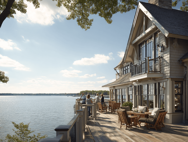 Lakefront Home with family on the deck