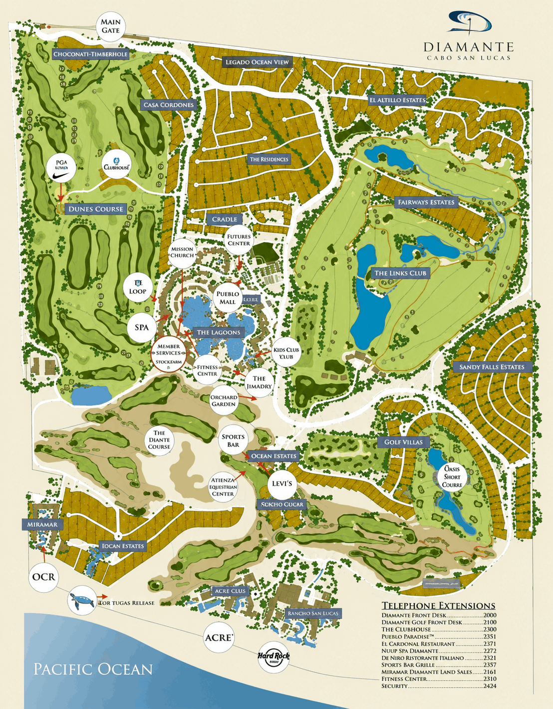 Diamante Cabo San Lucas master plan map sub-developments