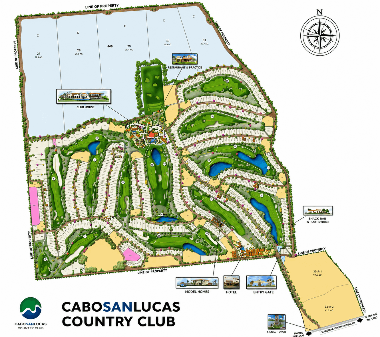 Map of Cabo San Lucas Country Club gated golf community, Los Cabos