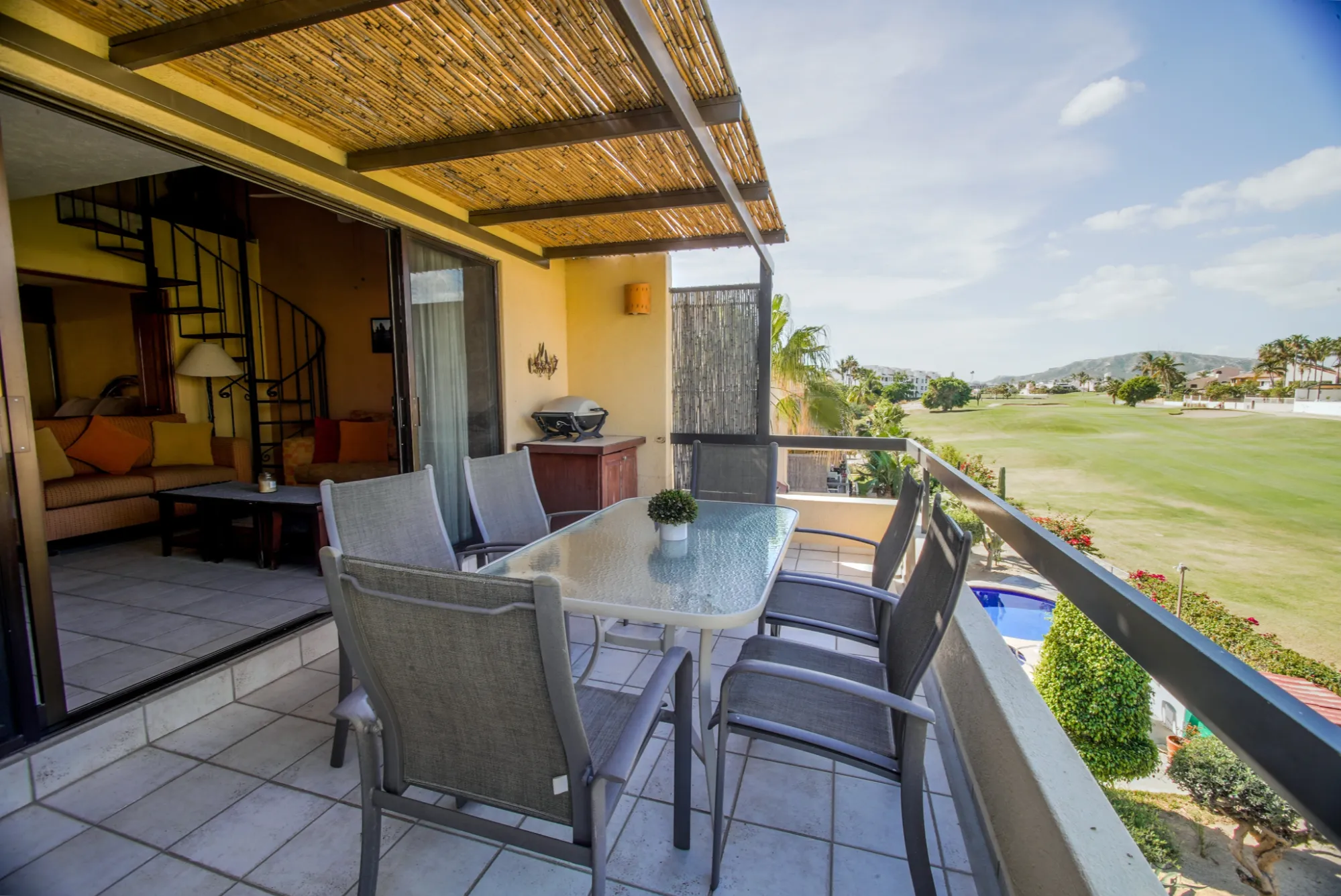 Golf course and beach view from a Club La Costa condo terrace, San José del Cabo